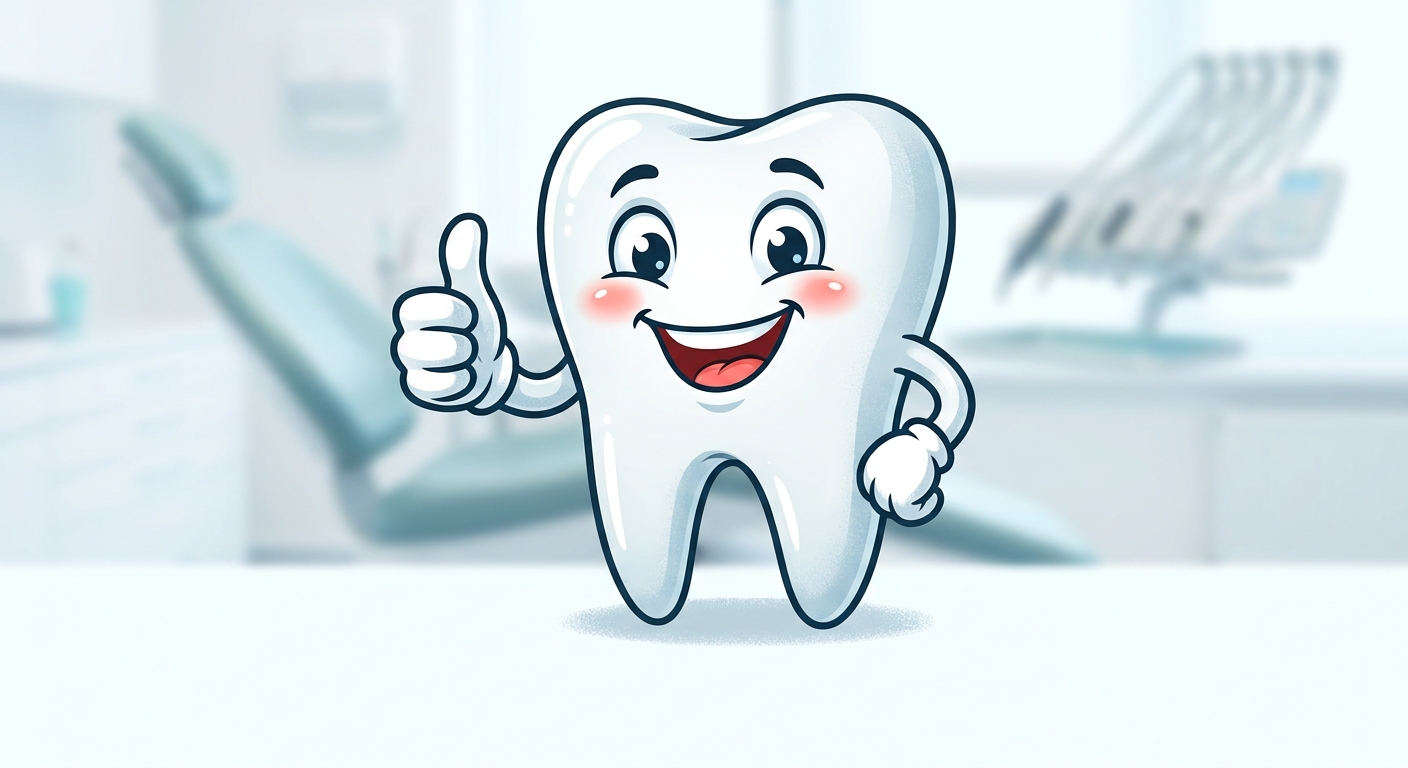 A happy tooth cartoon character